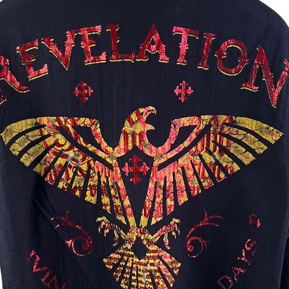 Eighty‎ Eight Black Red Metallic Revelation Eagle Graphic Long Sleeve Shirt XL